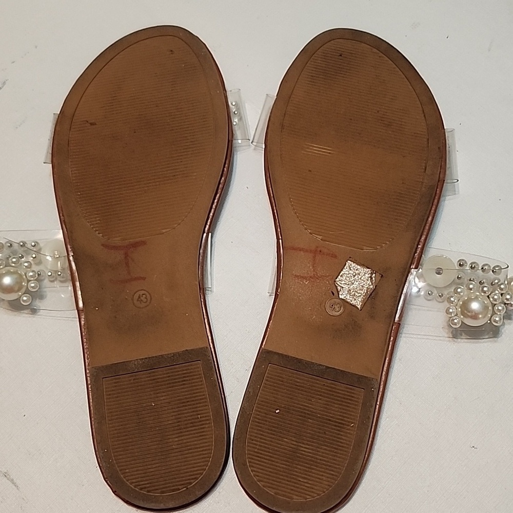 Pearl Embellished Clear Sandals, Size 43/11.5 - Picture 9 of 10